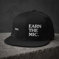 Emcee Snapback Hat | Earn The Mic Embroidered Cap | MC Rapper Gift | Old School Hip Hop Streetwear | Gift for Lyricists and Freestylers