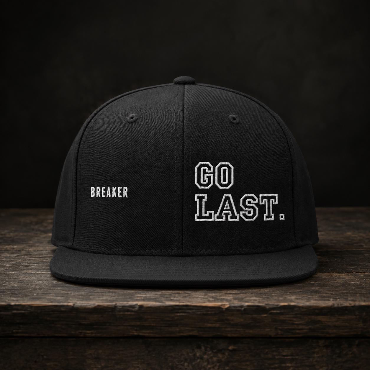 Bboy Hat, Embroidered Snapback Cap, Breakdancing Gift, Go Last, Black Flat Brim Cap, BX Originals