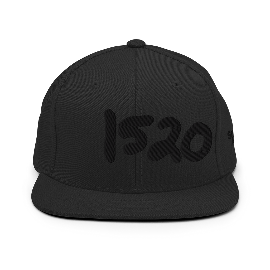 Front view of the black-on-black 1520 Cap with tonal embroidery