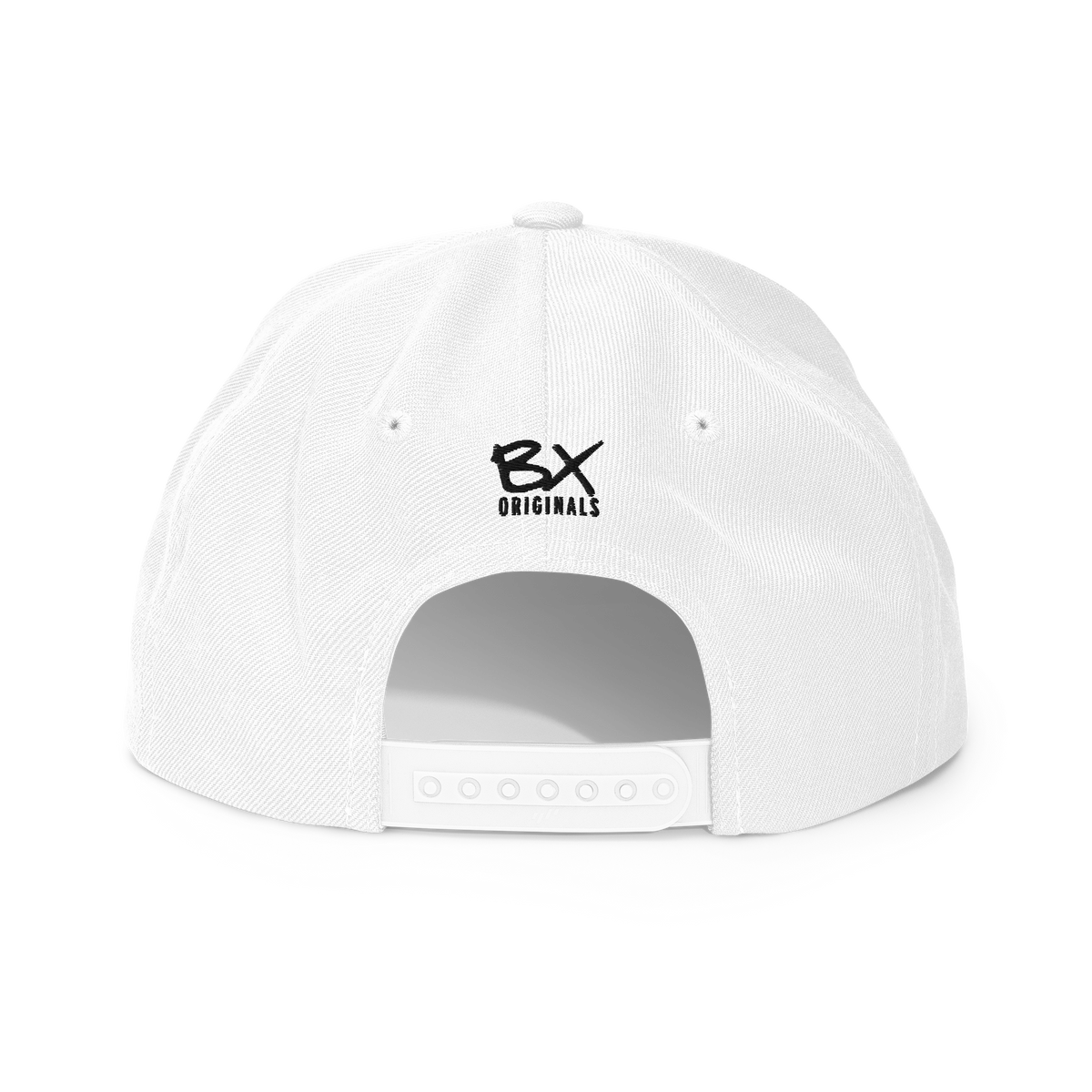 Back view of the white 1520 Cap with BX Originals mark and snapback closure