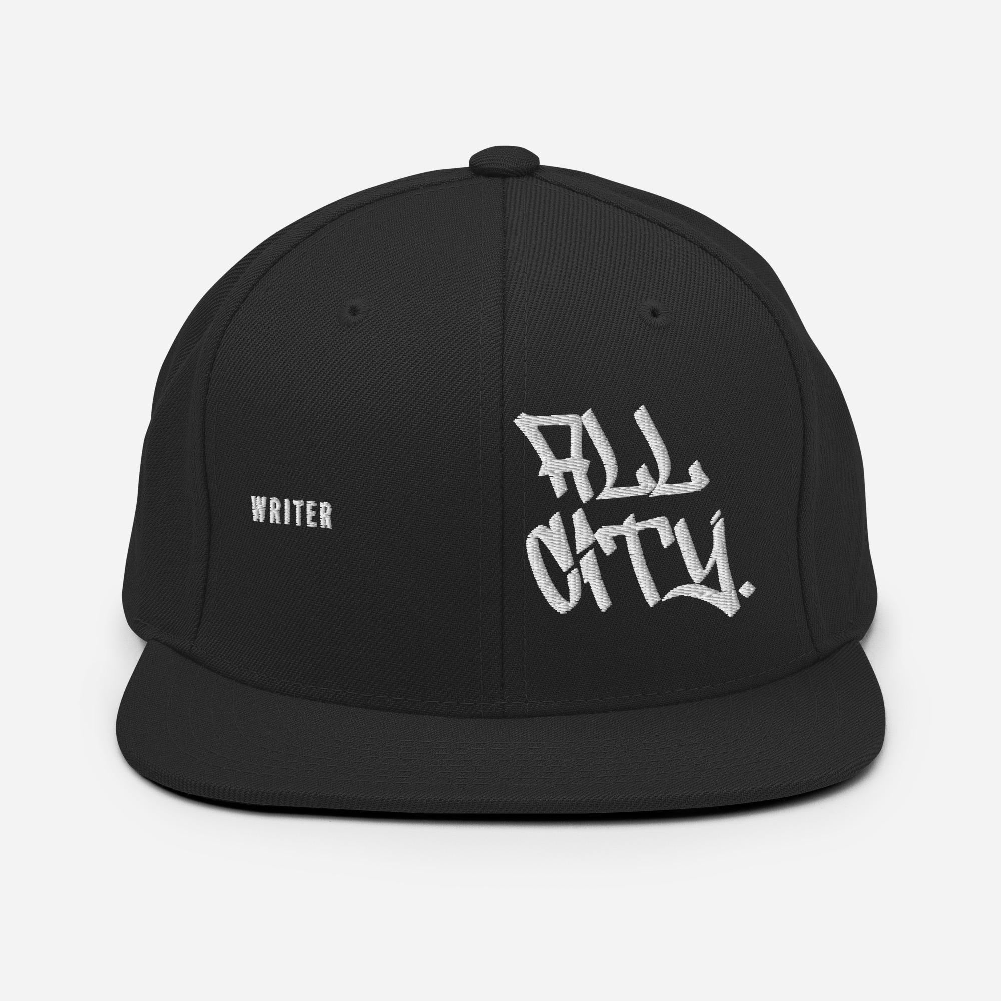 Graffiti Hat, Embroidered Snapback Cap, All City Handstyle, Street Art Gift for Him, Black Flat Brim, BX Originals