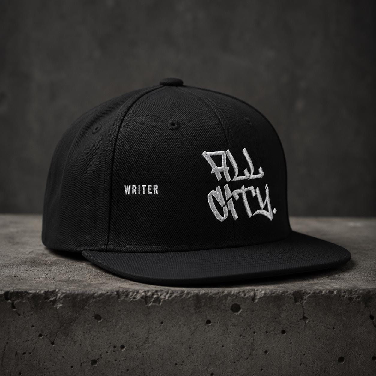 Graffiti Hat, Embroidered Snapback Cap, All City Handstyle, Street Art Gift for Him, Black Flat Brim, BX Originals