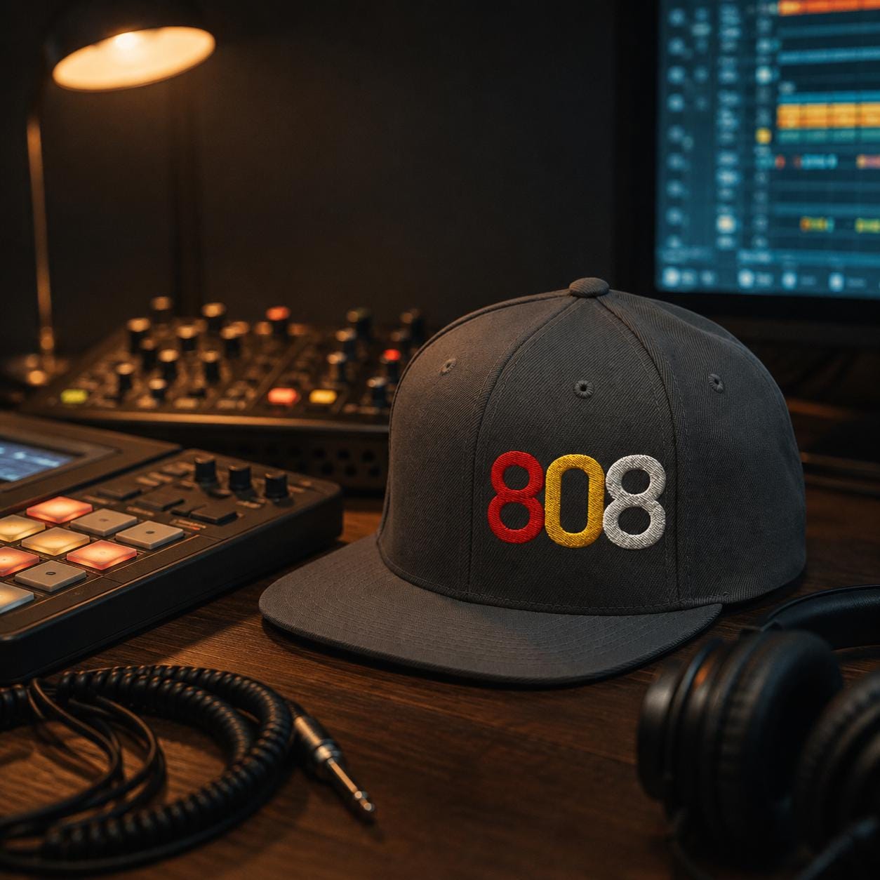 808 Drum Machine Snapback Hat | Embroidered Producer Cap | Gift for Beat Makers | Old School Hip Hop Streetwear | Music Studio Gift
