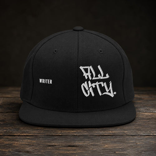 Graffiti Hat, Embroidered Snapback Cap, All City Handstyle, Street Art Gift for Him, Black Flat Brim, BX Originals