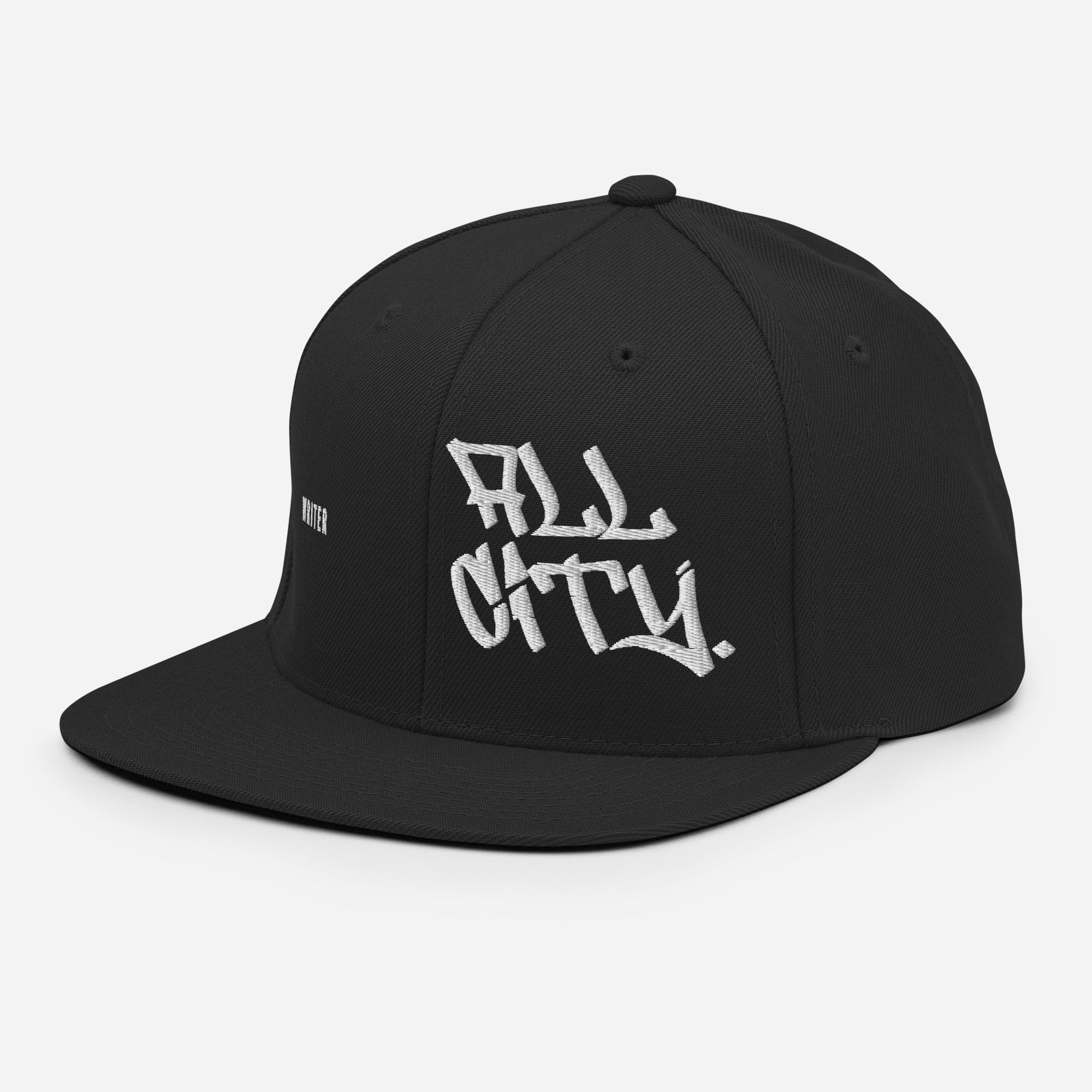 Graffiti Hat, Embroidered Snapback Cap, All City Handstyle, Street Art Gift for Him, Black Flat Brim, BX Originals