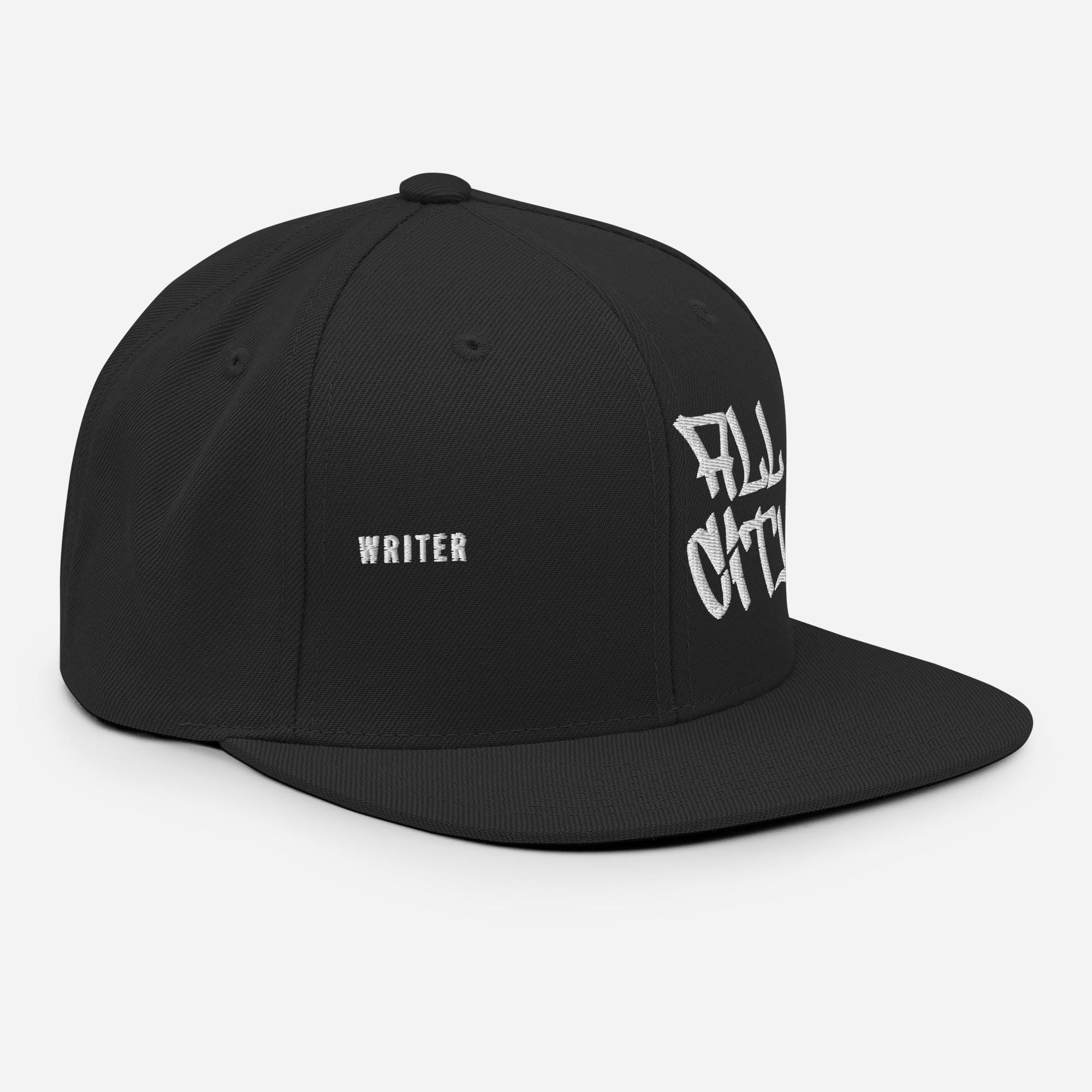 Graffiti Hat, Embroidered Snapback Cap, All City Handstyle, Street Art Gift for Him, Black Flat Brim, BX Originals