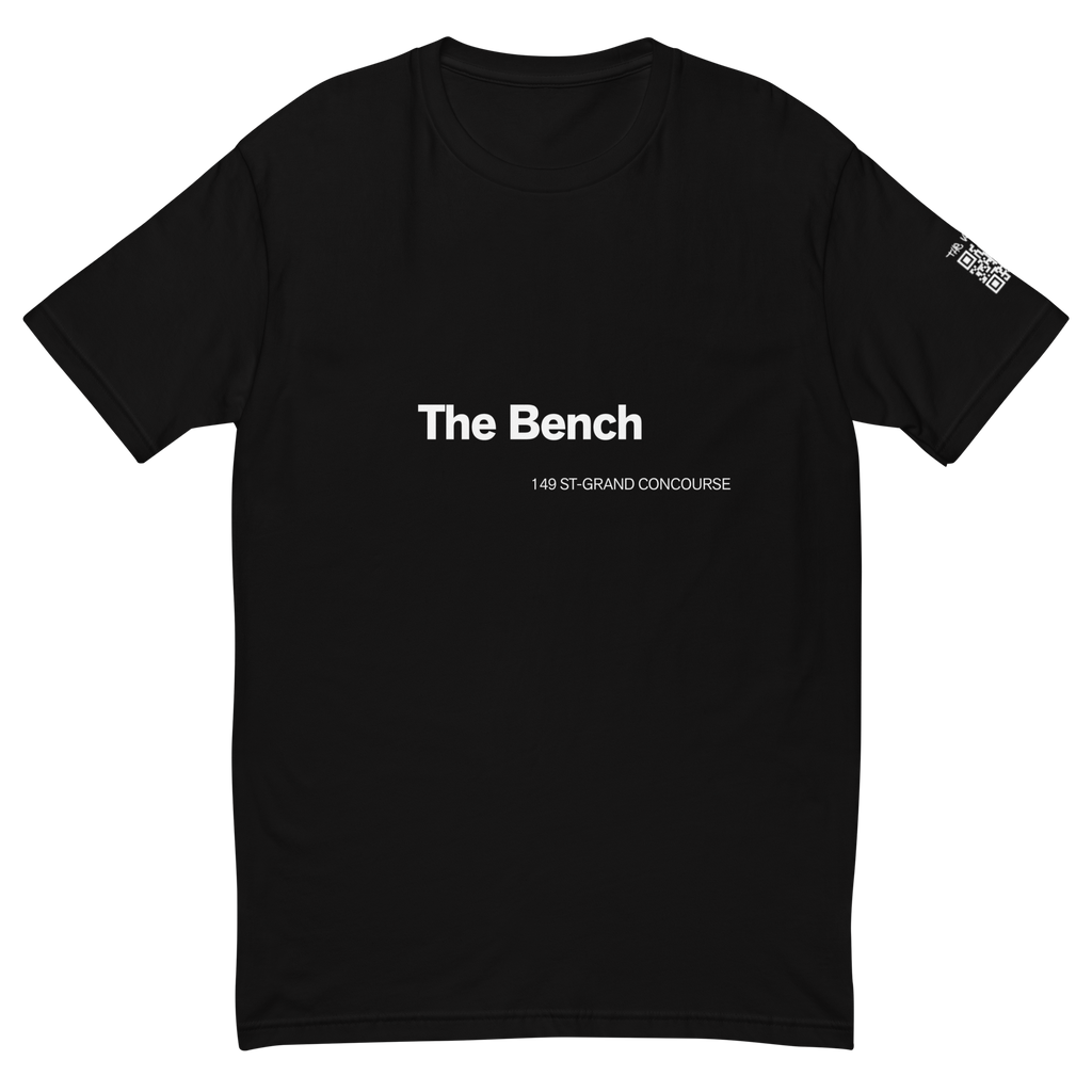 Flat front view of the black Bench Tee