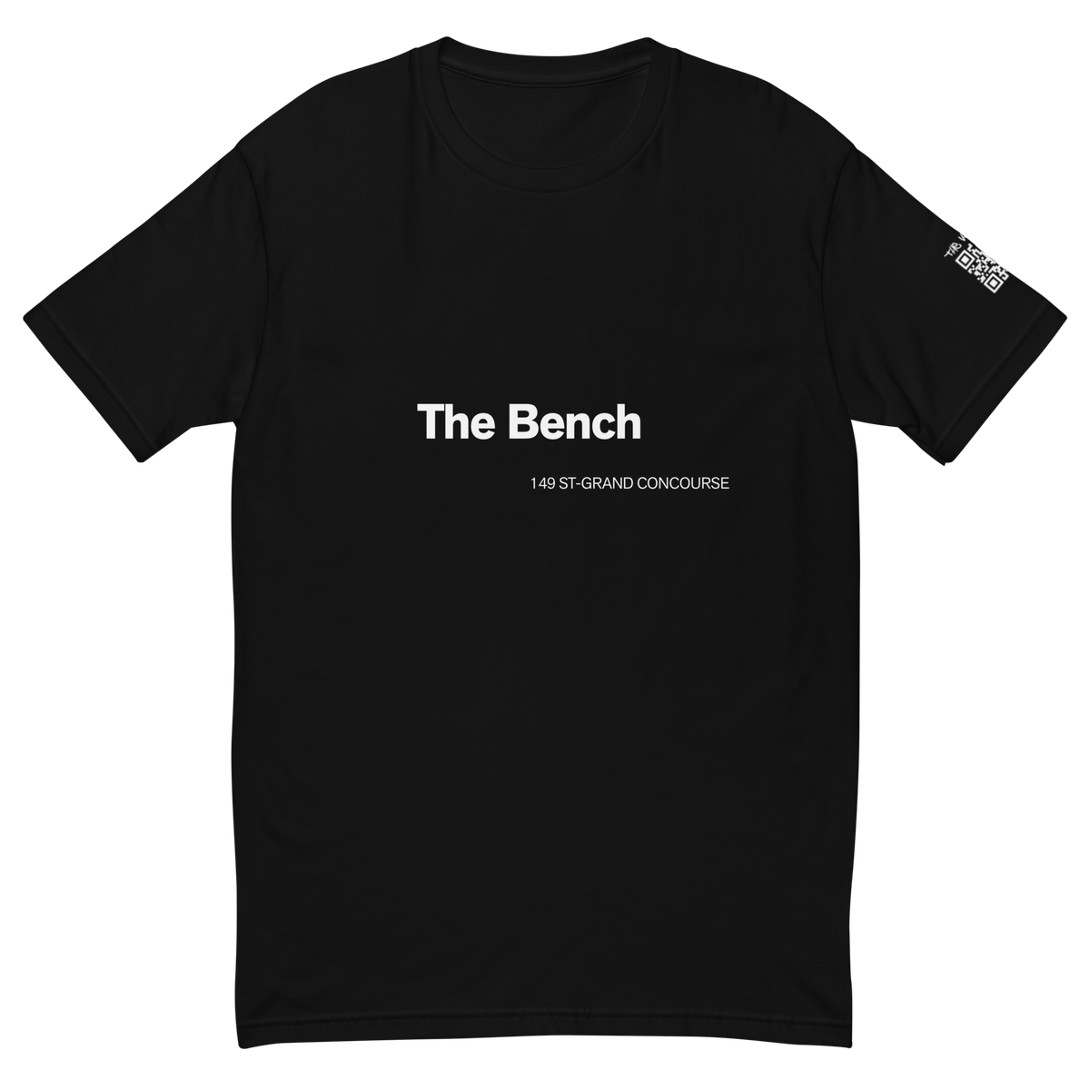 Flat front view of the black Bench Tee