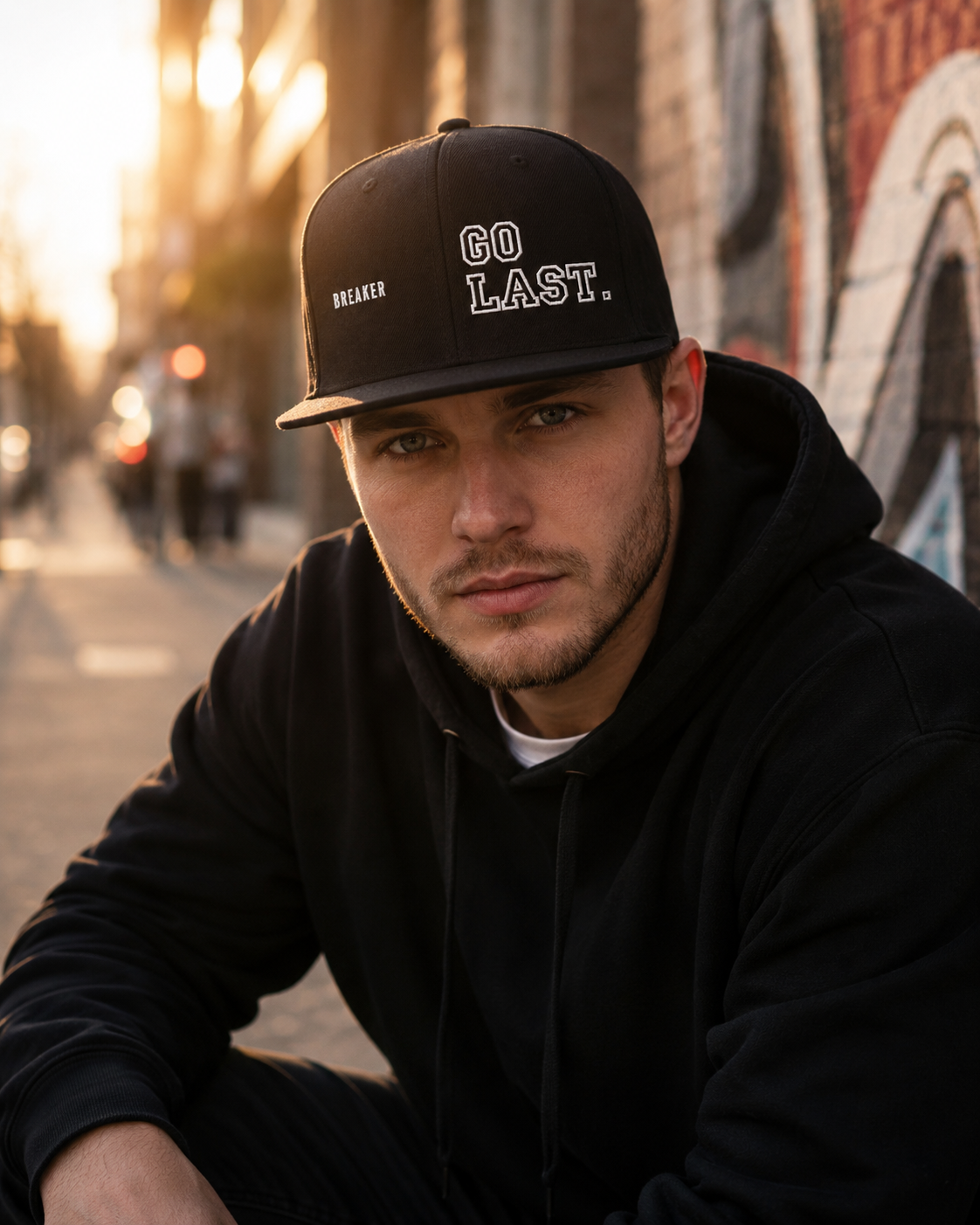 Bboy Hat | Embroidered Snapback Cap | Breakdancing Gift | Go Last, | Black Flat Brim Cap | BX Originals
