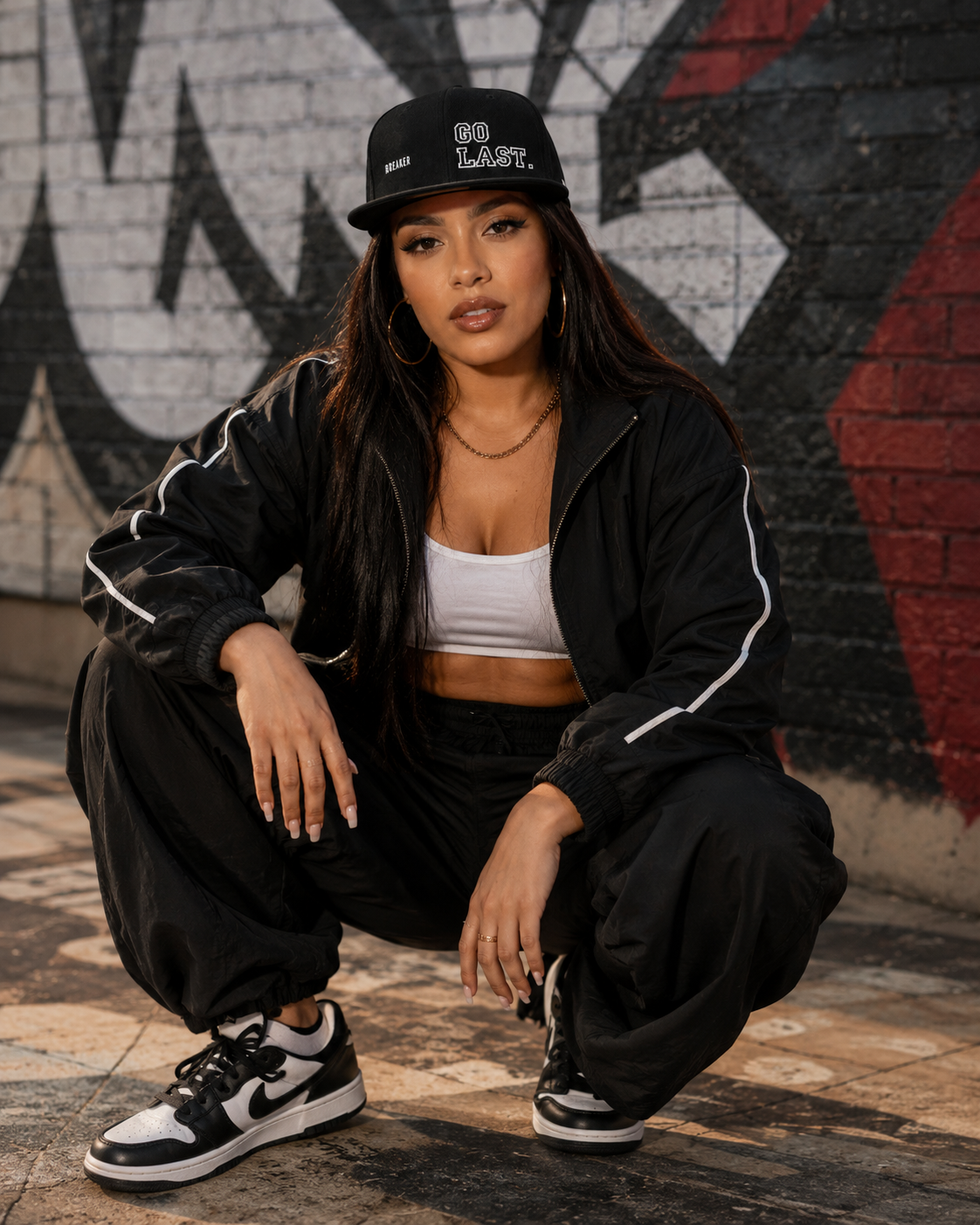 Bboy Hat | Embroidered Snapback Cap | Breakdancing Gift | Go Last, | Black Flat Brim Cap | BX Originals
