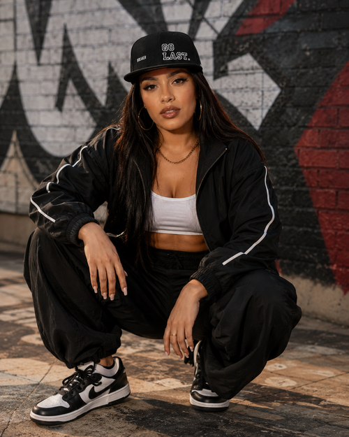 Bboy Hat | Embroidered Snapback Cap | Breakdancing Gift | Go Last, | Black Flat Brim Cap | BX Originals