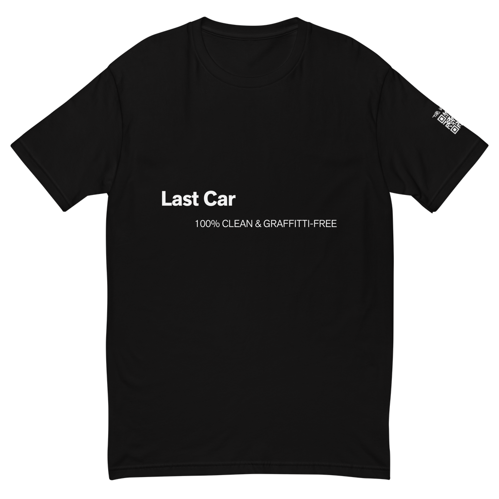 Flat front view of the black Last Car Tee