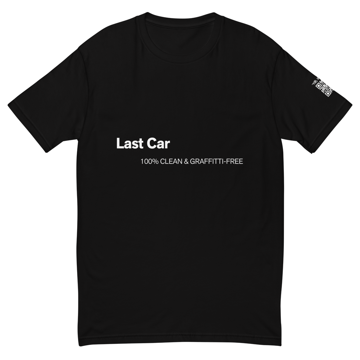 Flat front view of the black Last Car Tee