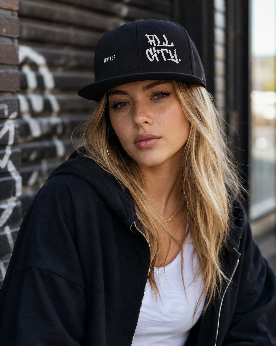 Graffiti Hat | Embroidered Snapback Cap | All City Handstyle | Street Art Gift for Him | Black Flat Brim | BX Originals