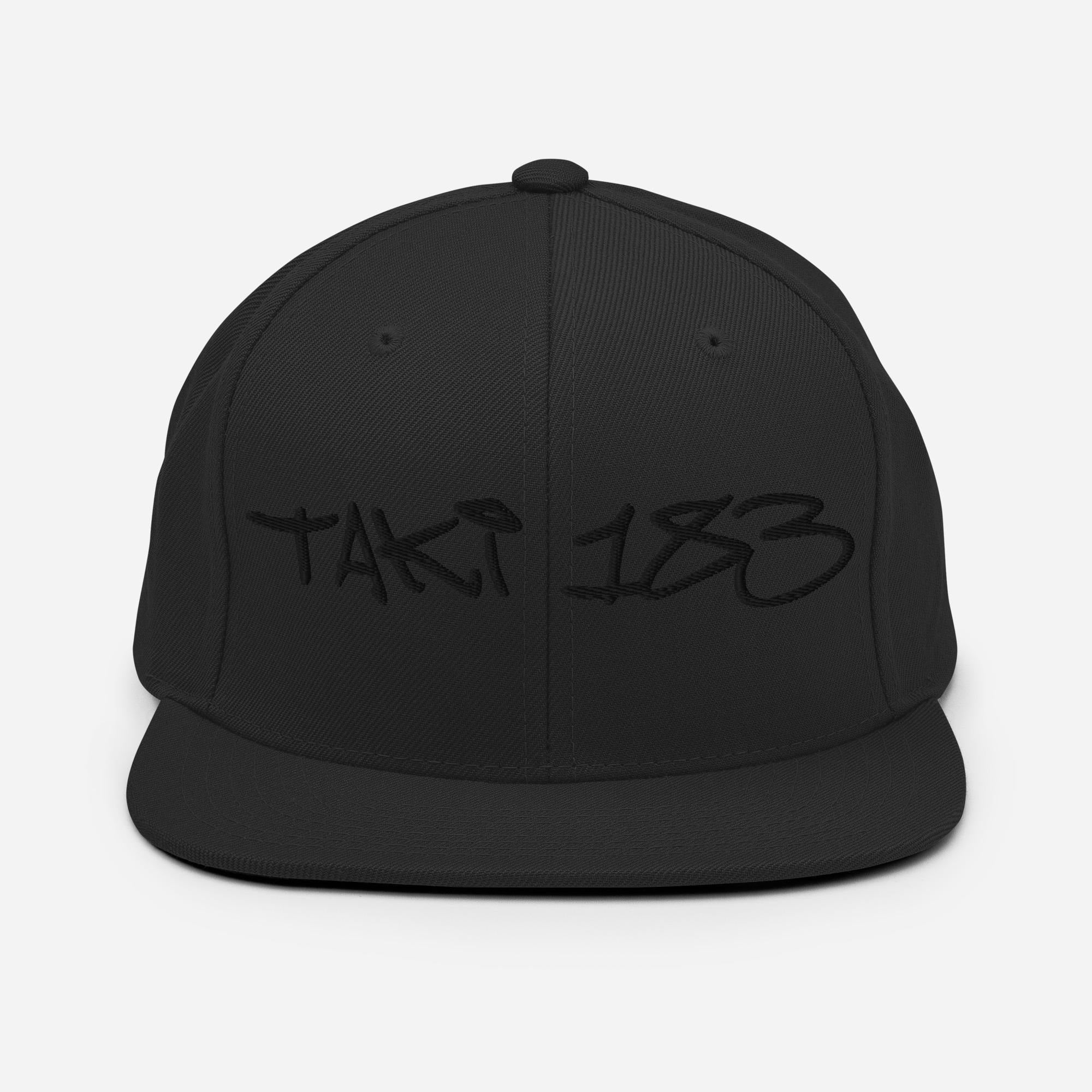TAKI 183 Graffiti Snapback Hat | NYC Street Art Embroidered Cap | Blackout Tonal Black on Black | Old School Hip Hop | Gift for Writers