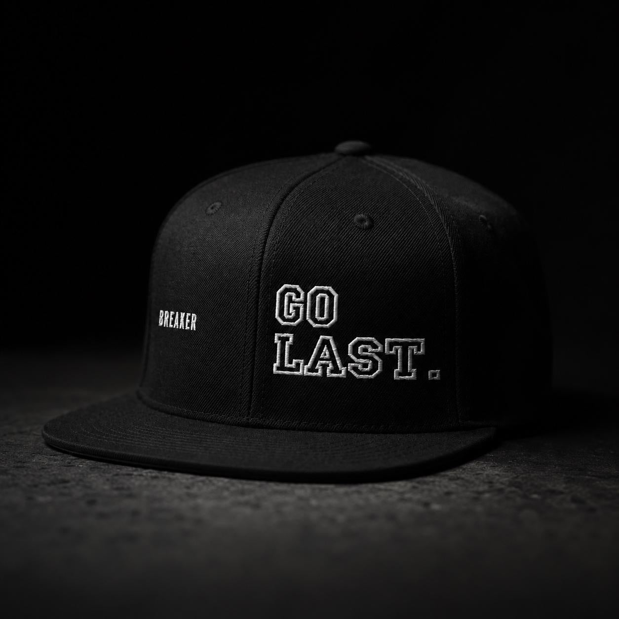 Bboy Hat, Embroidered Snapback Cap, Breakdancing Gift, Go Last, Black Flat Brim Cap, BX Originals