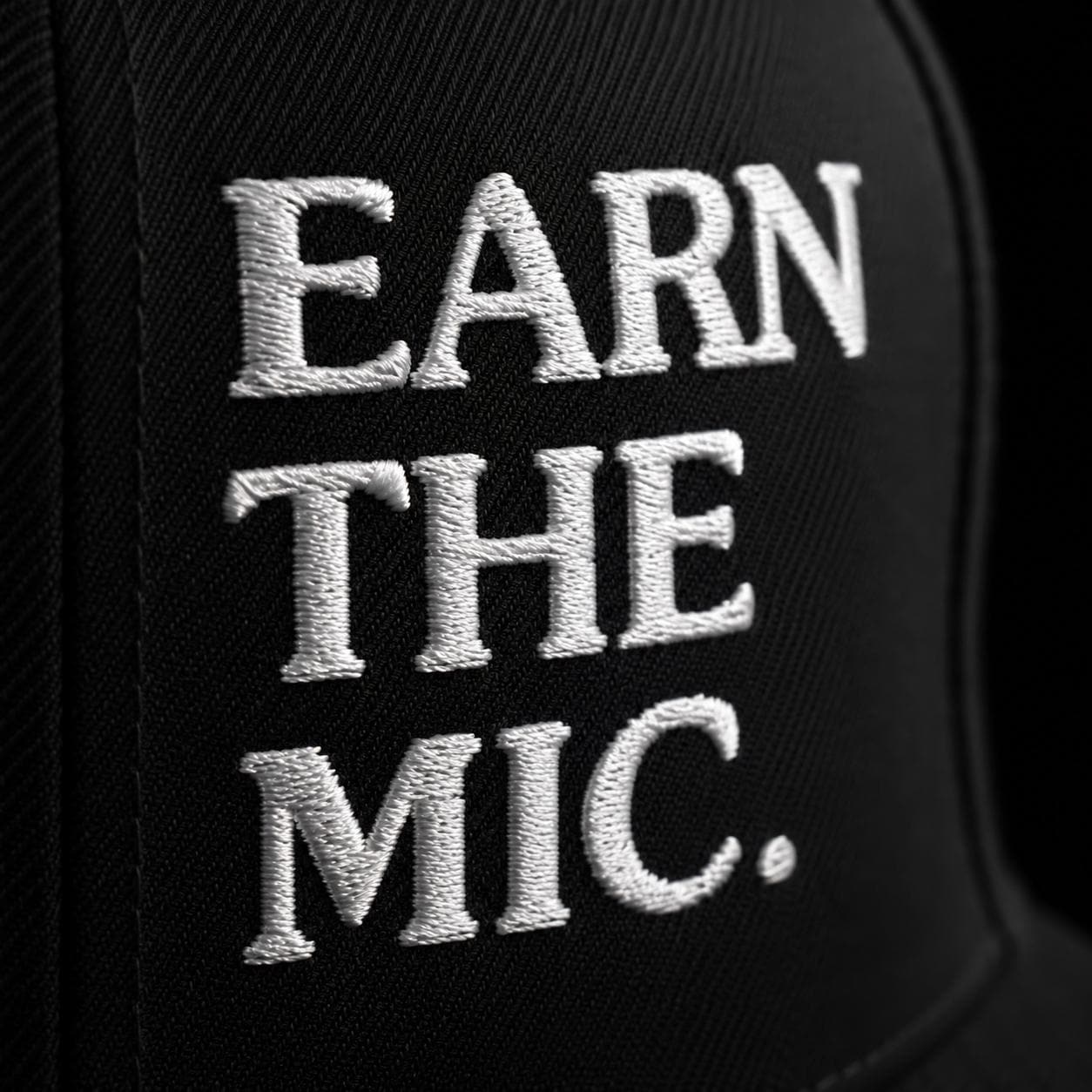 Emcee Snapback Hat | Earn The Mic Embroidered Cap | MC Rapper Gift | Old School Hip Hop Streetwear | Gift for Lyricists and Freestylers