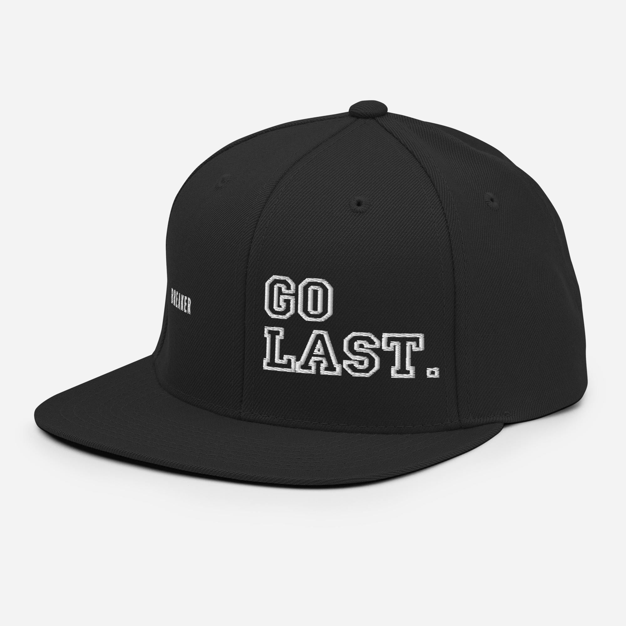 Bboy Hat, Embroidered Snapback Cap, Breakdancing Gift, Go Last, Black Flat Brim Cap, BX Originals