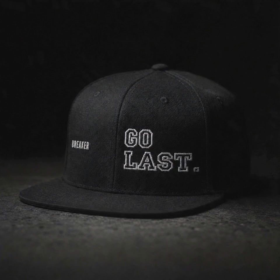 Bboy Hat | Embroidered Snapback Cap | Breakdancing Gift | Go Last, | Black Flat Brim Cap | BX Originals